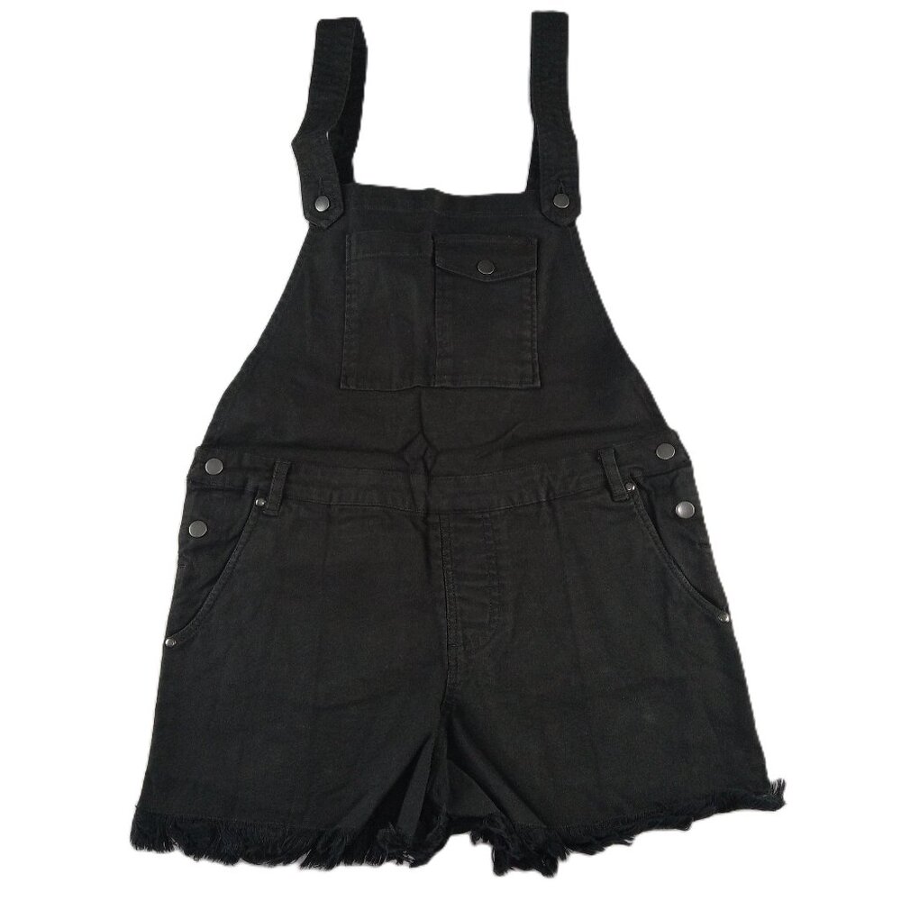 Chaser Vintage Canvas Cross Back Shortall Women's Size Medium Black Raw Hems